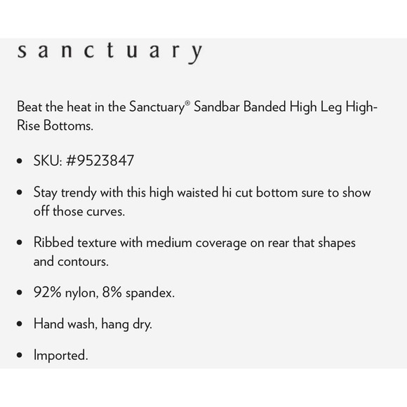 Sanctuary women’s bikini bottom Sandbar Banded High Leg High-Rise swimsuit - Picture 3 of 11
